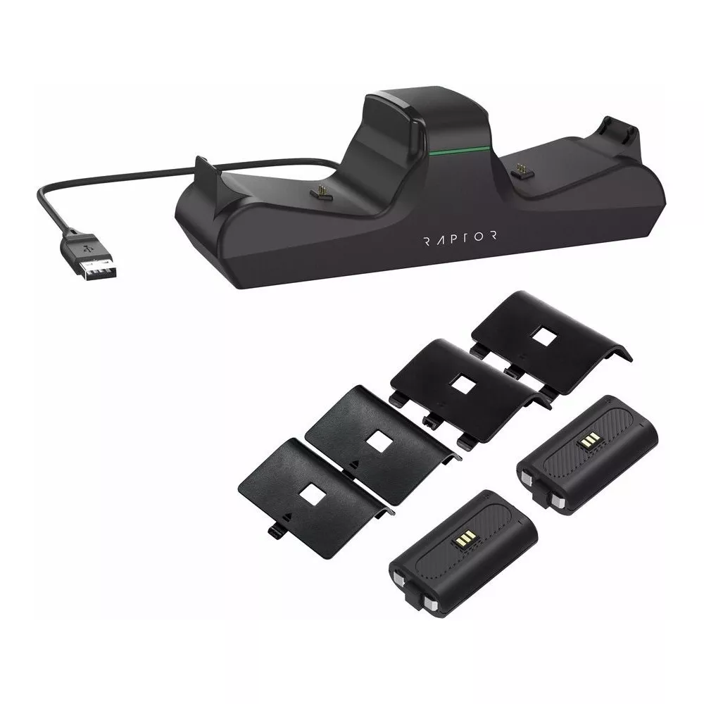 Raptor Gaming - Chargeur double CSX200 Noir pour manettes Xbox Series X|S et Xbox One - flash vidéo