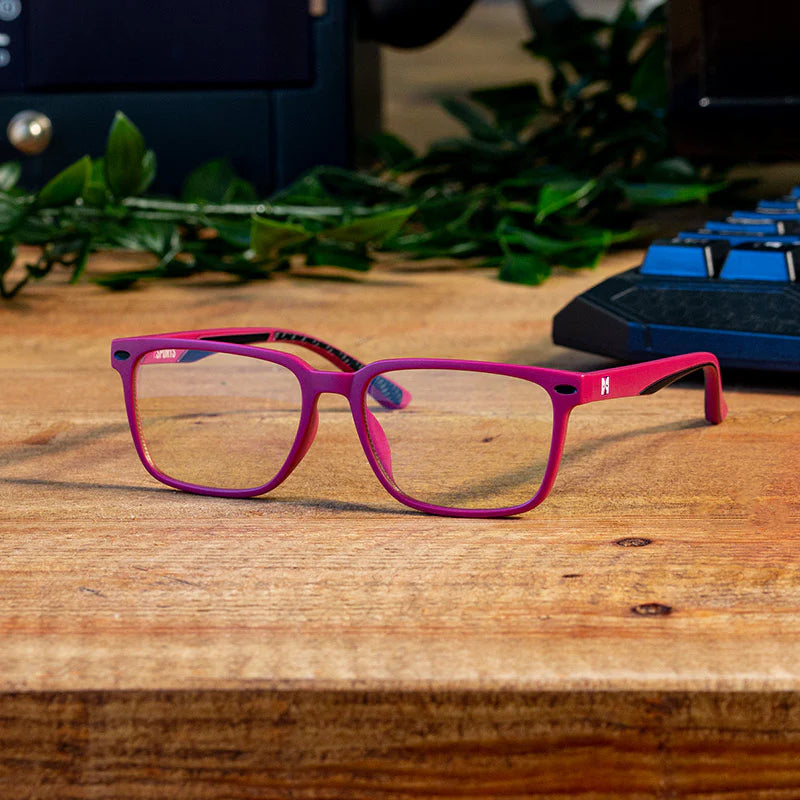 Numskull eSports - Lunettes gaming anti-lumière bleue pour enfants rose - flash vidéo