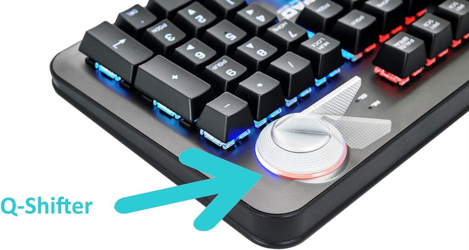 QPAD - MK-95 PRO - Clavier gaming mécanique à commutateur, avec rétro-éclairage RGB et repose-paume - disposition DE - flash vidéo