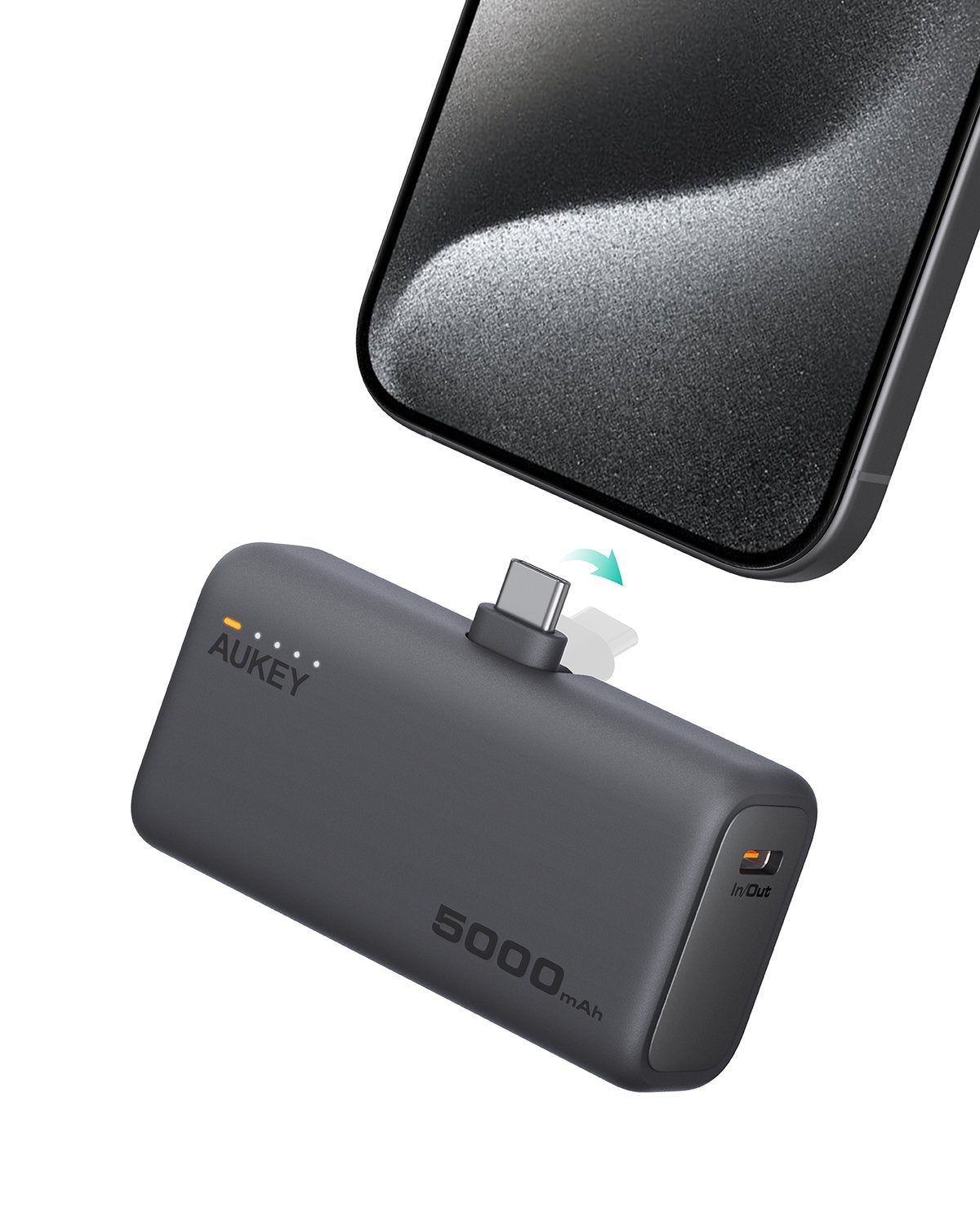 Aukey - Spark Mini 22.5W 5000mAh Power Bank avec port USB C intégré - flash vidéo