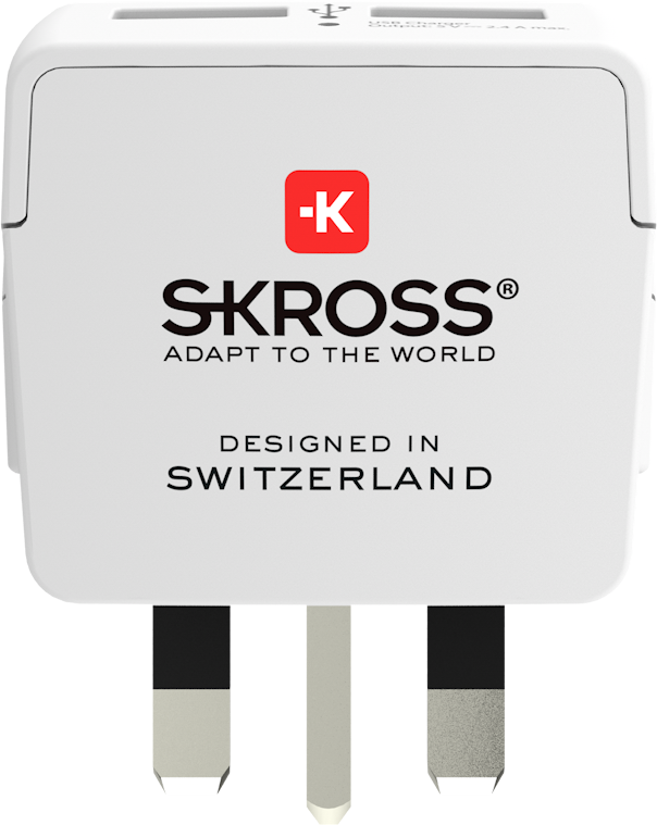 SKROSS - Adapter Europe to United Kingdom + 2 USB 2400mMA - flash vidéo