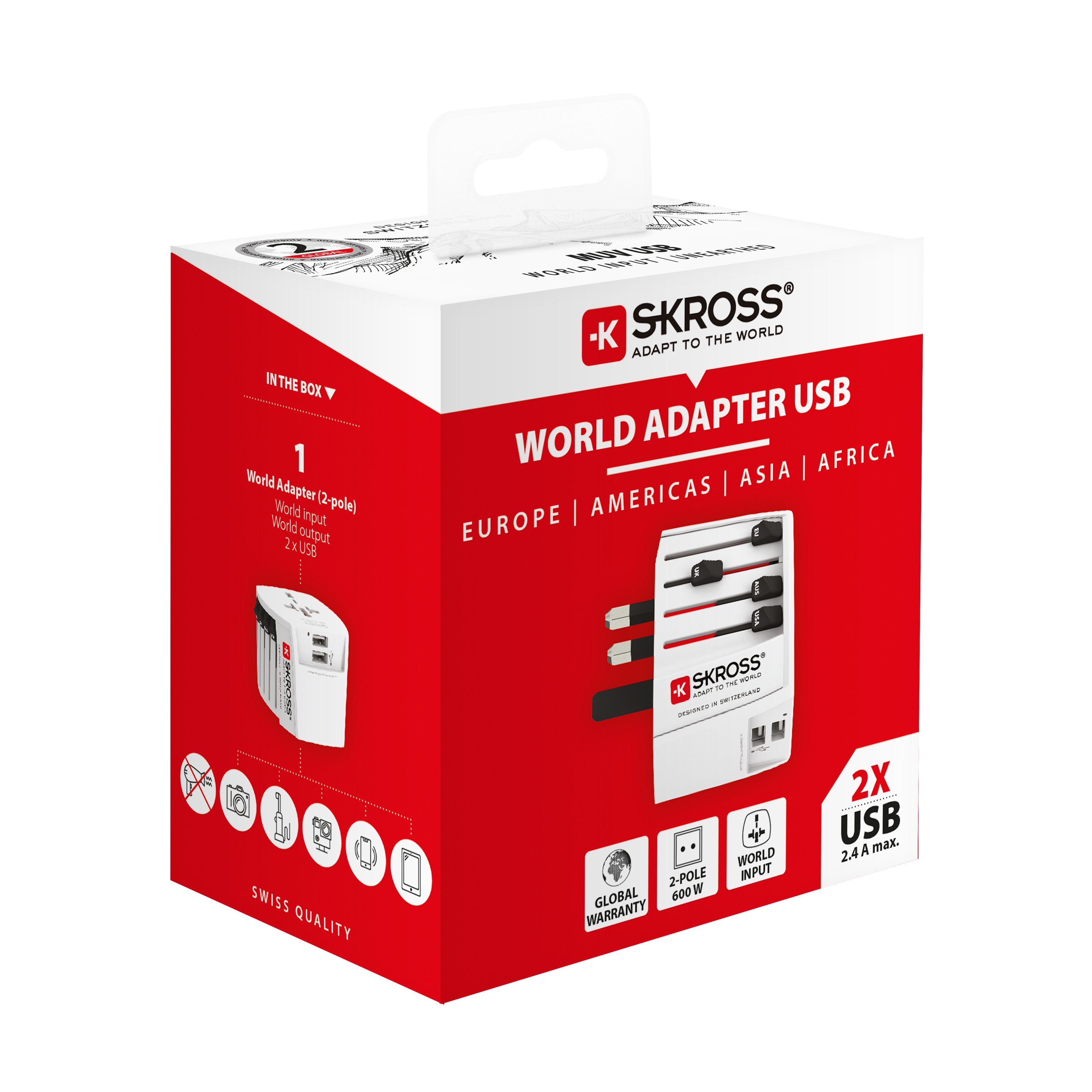 SKROSS - World Adapter MUV USB, 2-pole 2.4A - flash vidéo
