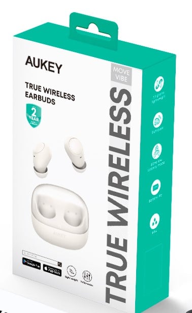 Aukey - Écouteurs sans fil connectés ultra-compacts Blanc EP-M3A - flash vidéo