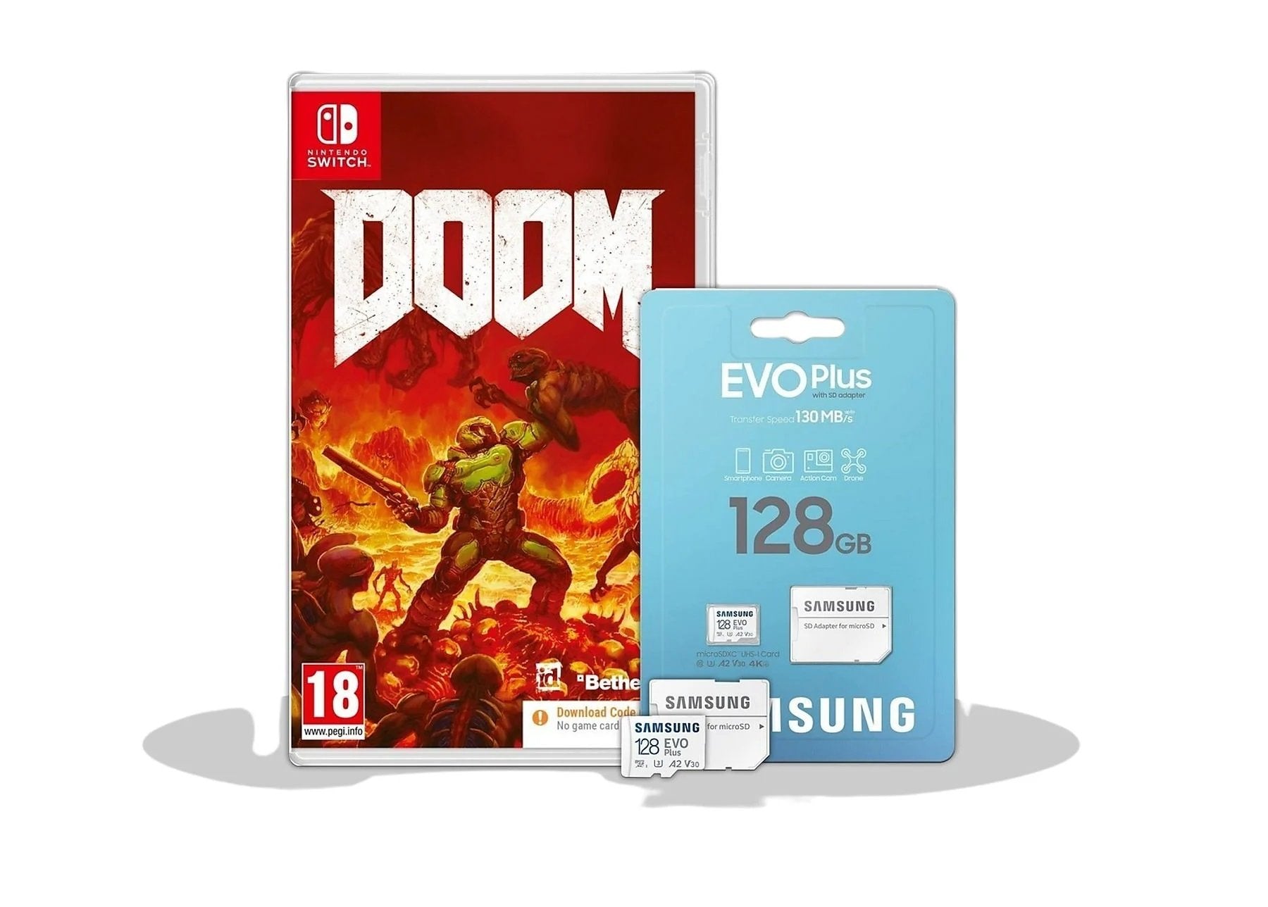 SAMSUNG MicroSD Evo+ 128GB + DOOM Eternal (Code-in-a-box) - flash vidéo