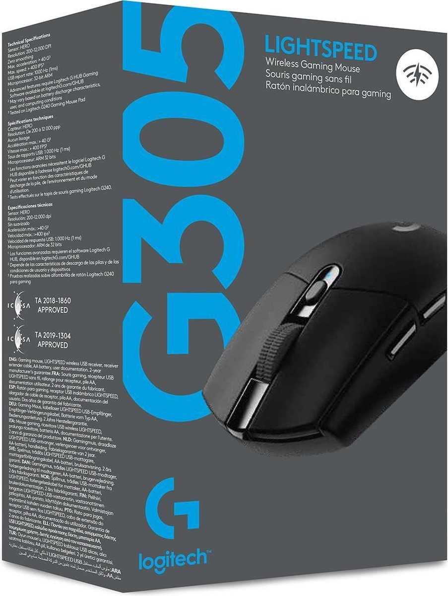Logitech Souris de jeu sans fil G305 Lightspeed Noire - flash vidéo