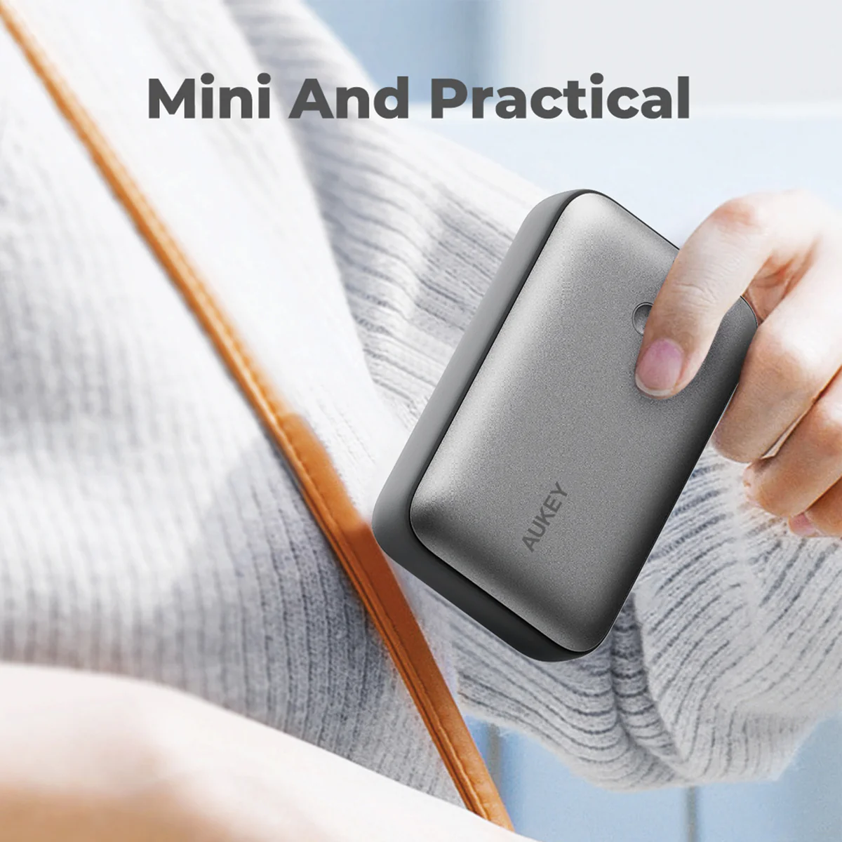 Aukey - Spark Mini 20000mAh 20W Powerbank Gris USB-C/USB-A - flash vidéo