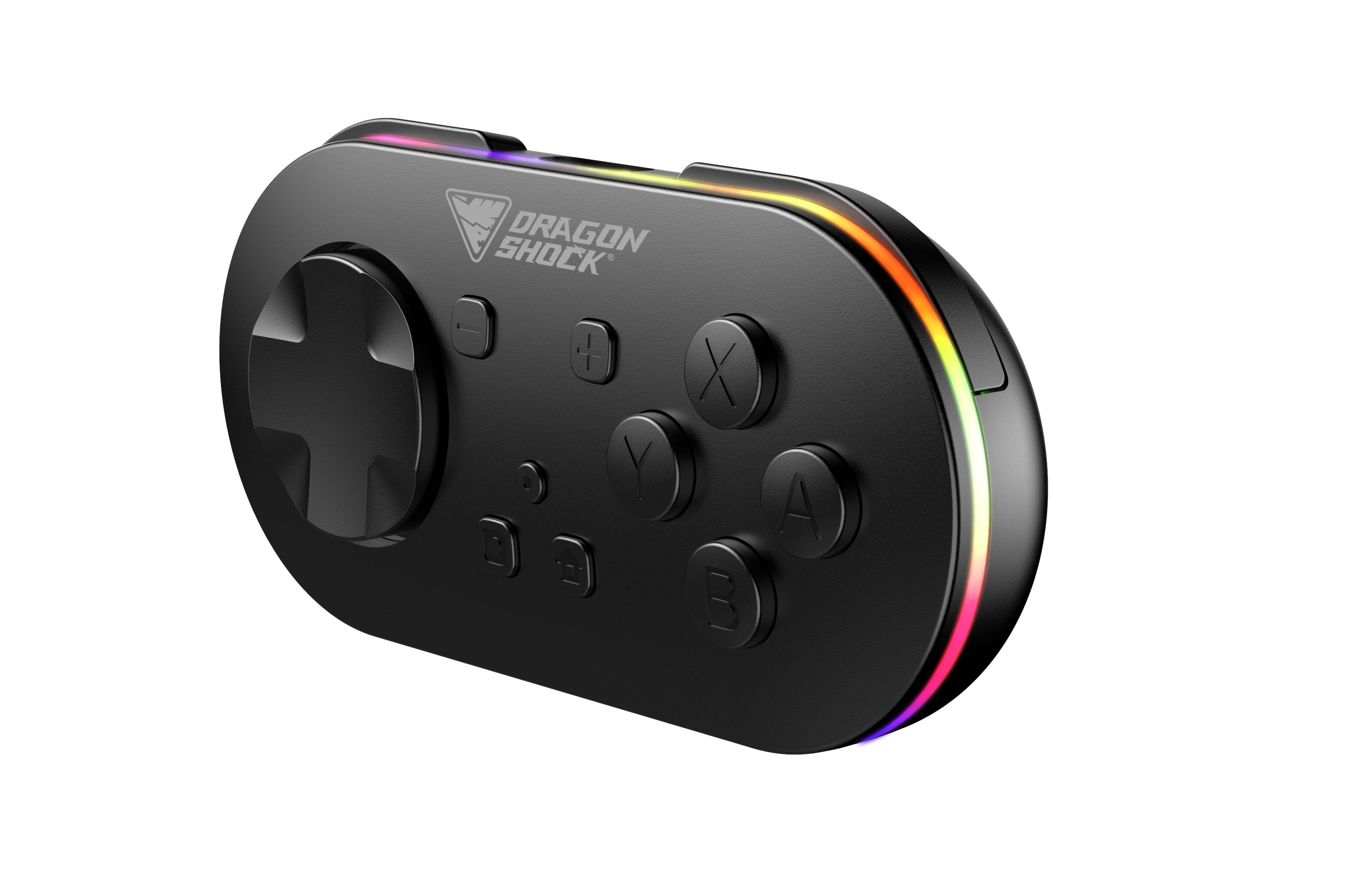 DragonShock - Game On the Go Pack - Housse de Transport Switch + Paire Mini Manettes Sans Fil Glow Fusion et Noire pour Nintendo Switch, Switch OLED, PC, Android et IOS - flash vidéo