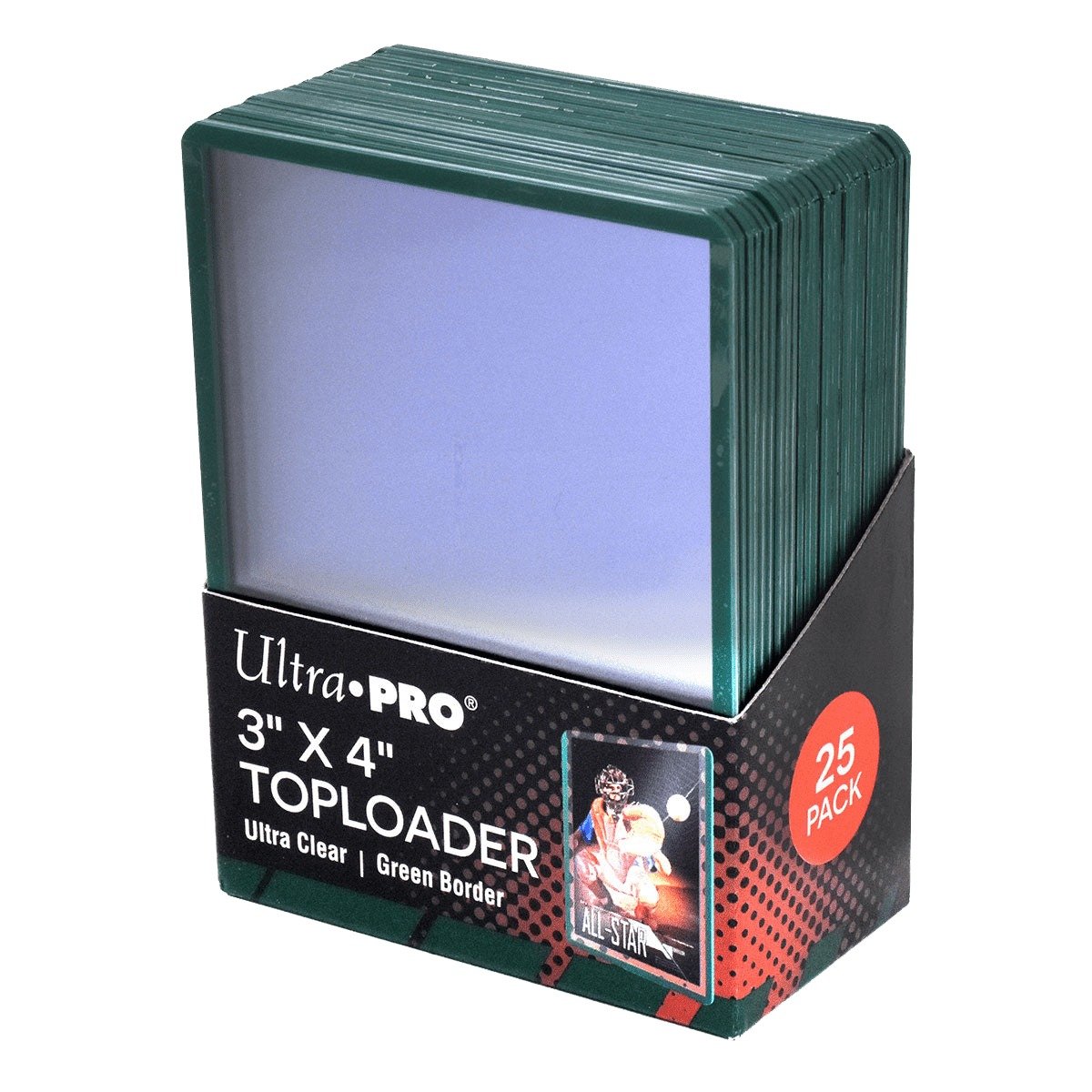 Ultra Pro - Protèges Cartes Standard Toploader Transparent à Bordures Verte par 25 (63 x 88 mm) - flash vidéo