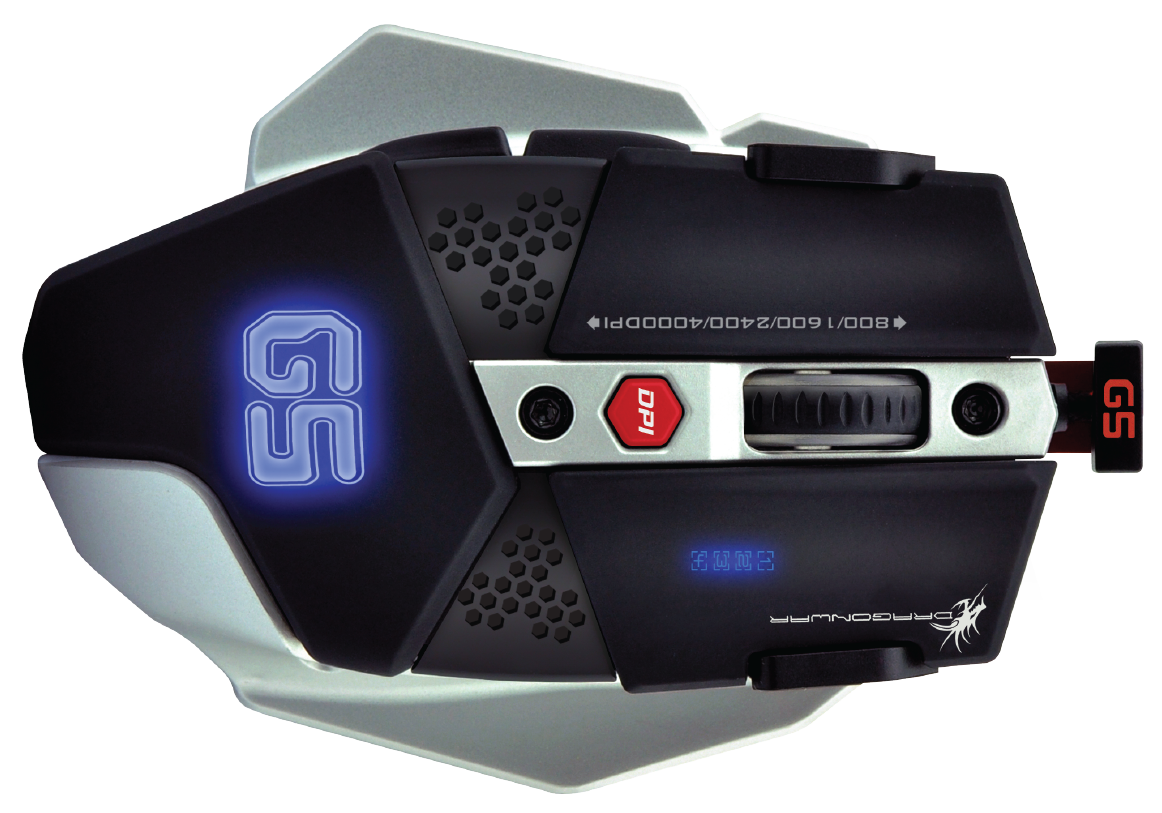 Dragonwar G5 Warlord 4000DPI souris de jeu RGB ergonomique et personnalisable avec 8 boutons - Noir - flash vidéo