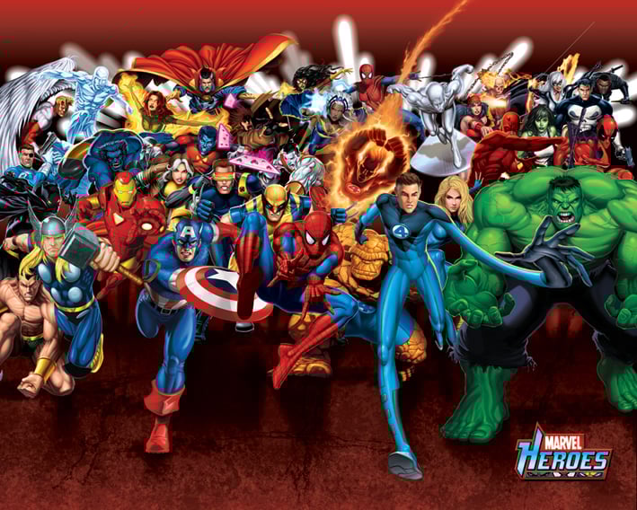 Marvel Heroes Attack - Mini Poster - flash vidéo