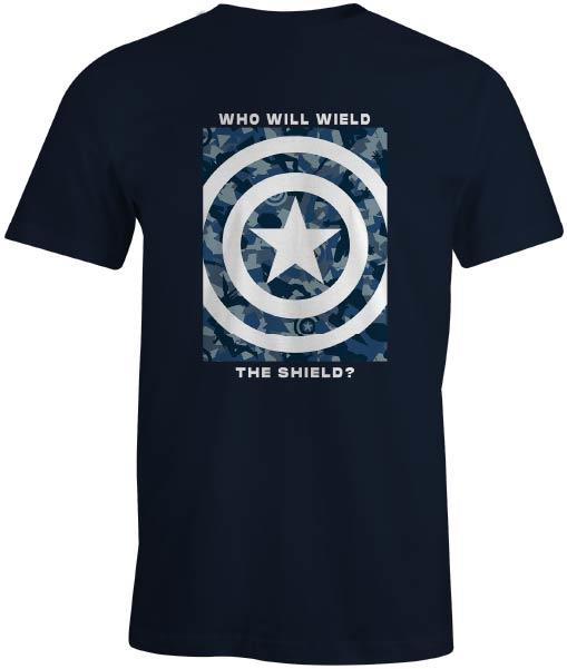 Marvel - Captain America - T-shirt Bleu Marine Hommes - Who will wield the shield? - XL - flash vidéo