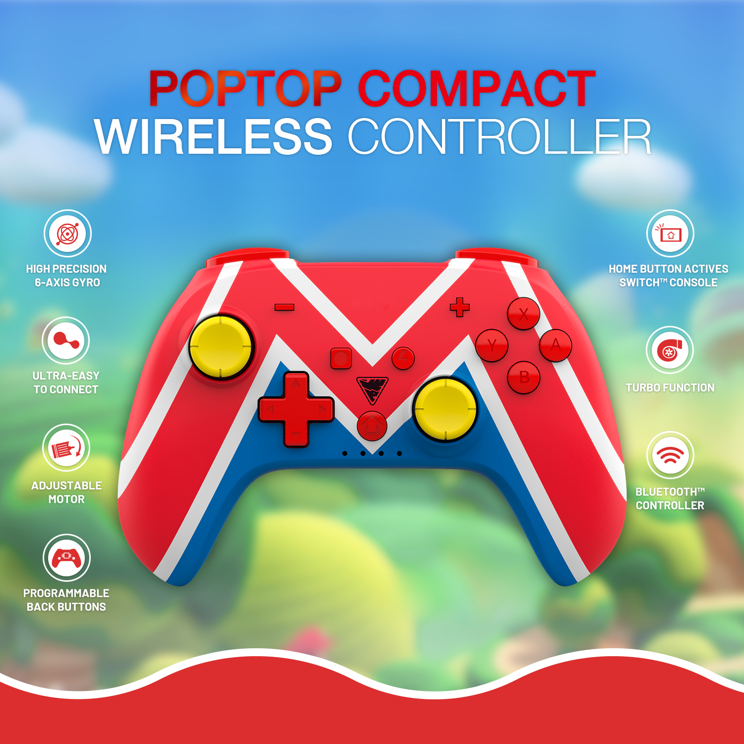DragonShock - Manette compacte sans fil Bluetooth PopTop M Universe pour Nintendo Switch et Switch OLED - flash vidéo