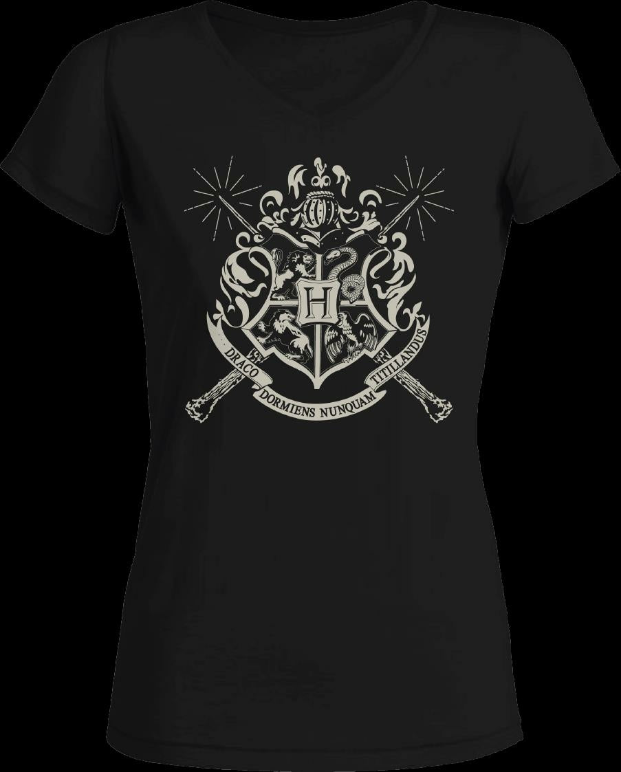 Harry Potter - 4 Houses Emblems Black Women T-Shirt L - flash vidéo