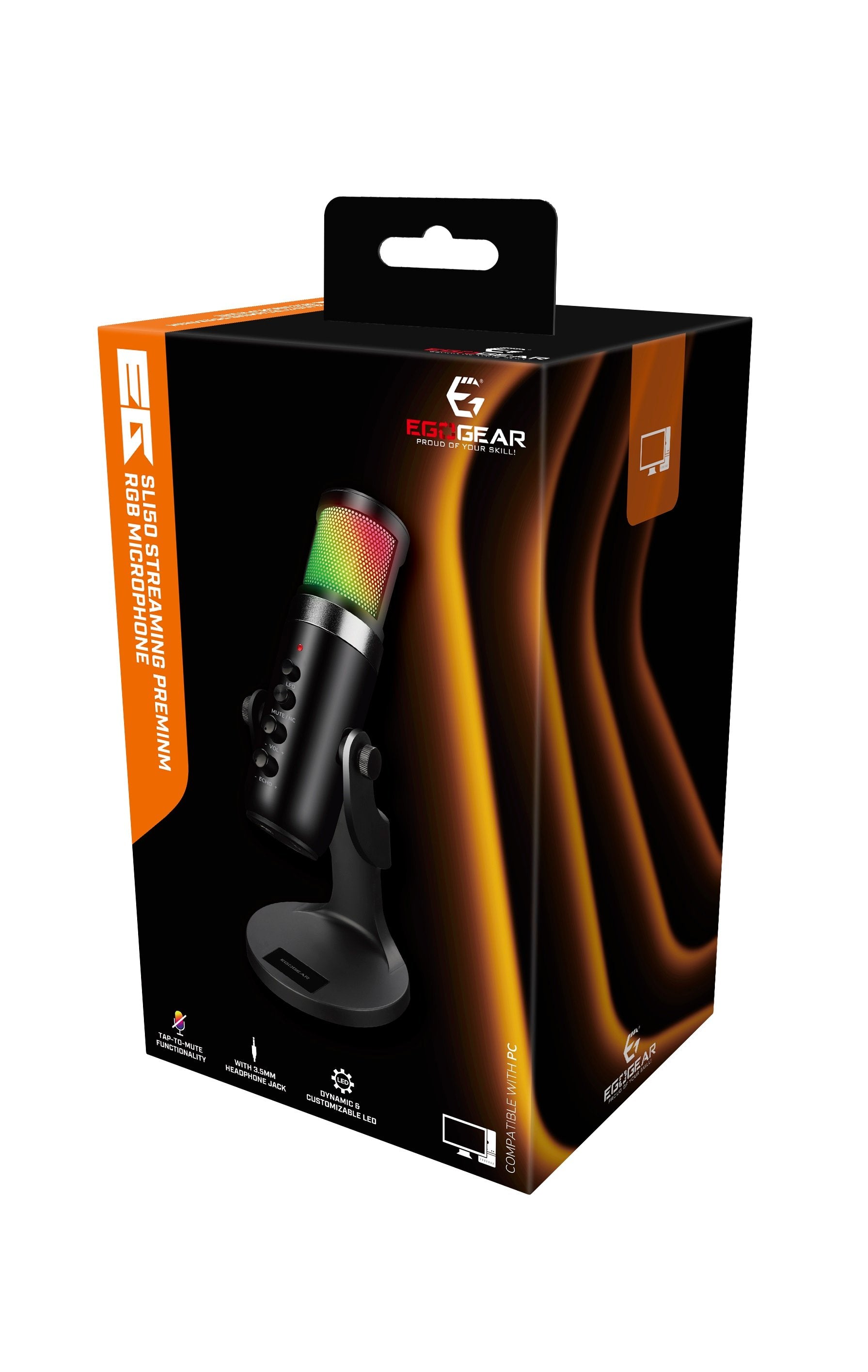 EgoGear - Microphone de streaming haut de gamme RGB SLI50 - flash vidéo