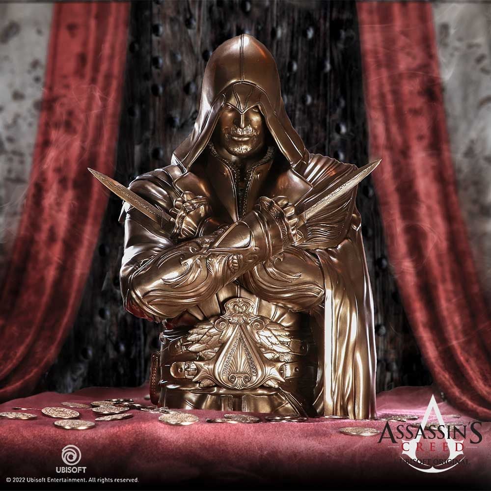 Assassin's Creed - Boîte en forme de buste de Ezio Auditore da Firenze (Finition en bronze) 30cm - flash vidéo