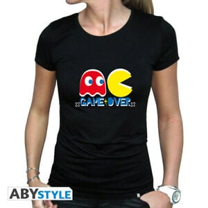 Pac-Man - Tshirt "Game Over" Femme MC Black L - flash vidéo