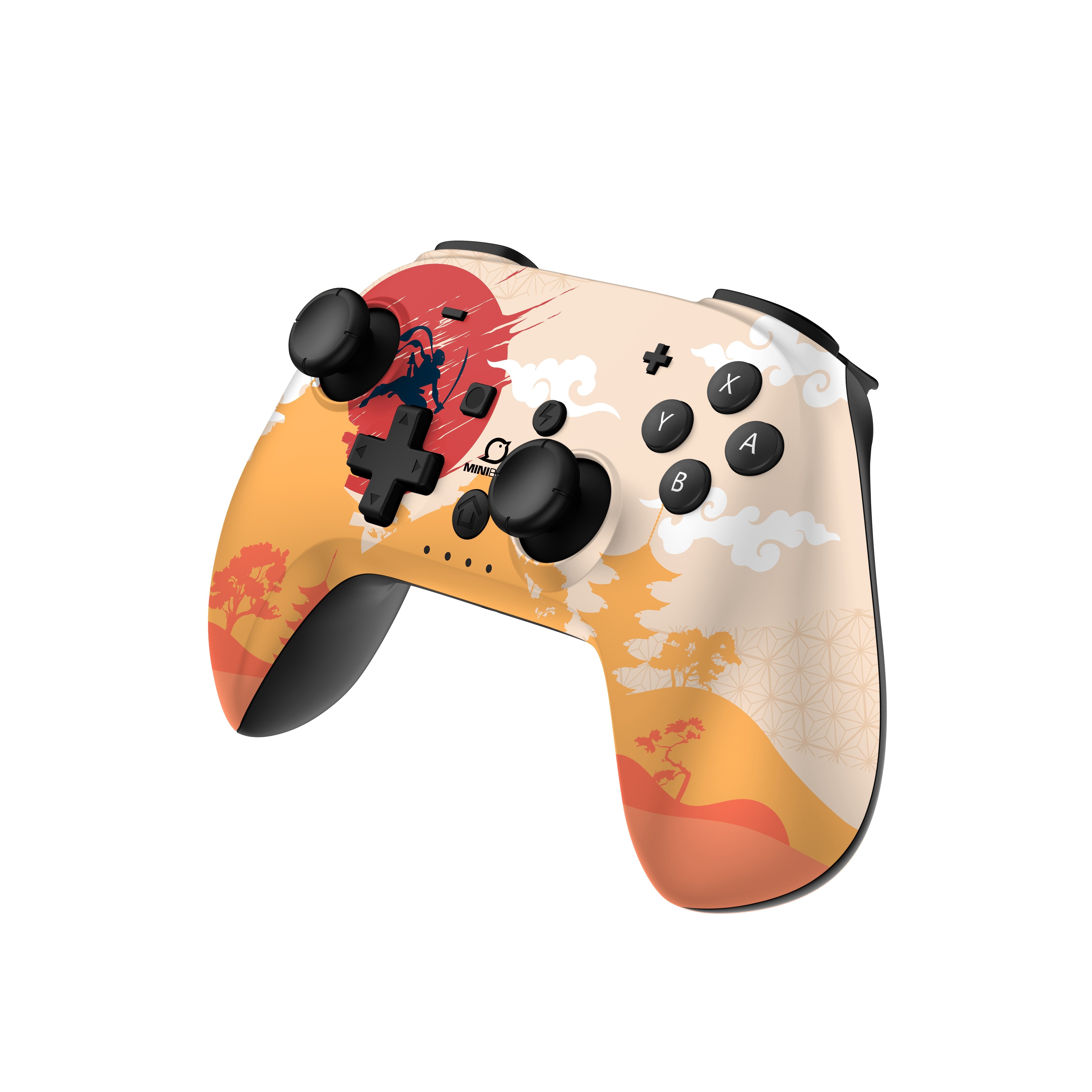 Minibird Pop Top - Manette sans fil Bluetooth "Rising Sun" pour Nintendo Switch et Switch OLED - flash vidéo