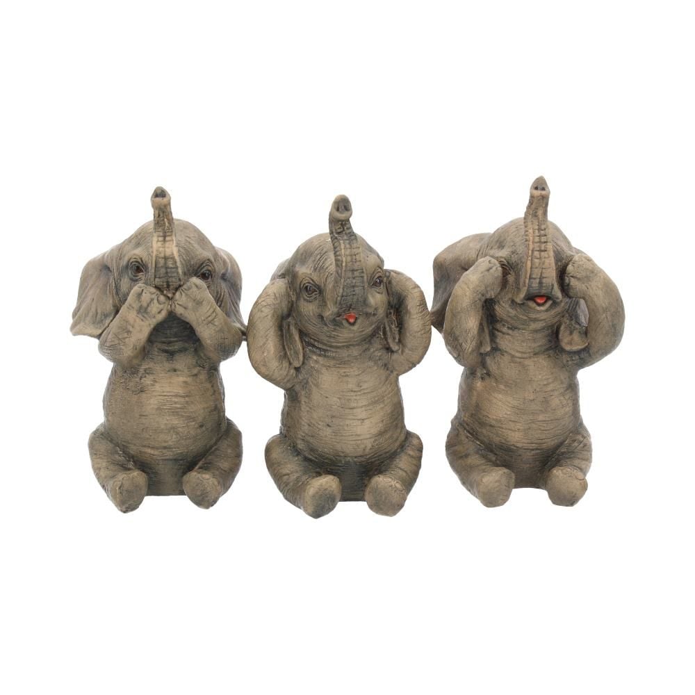 Les trois éléphants sages - Figurines animalières de décoration 16cm - flash vidéo