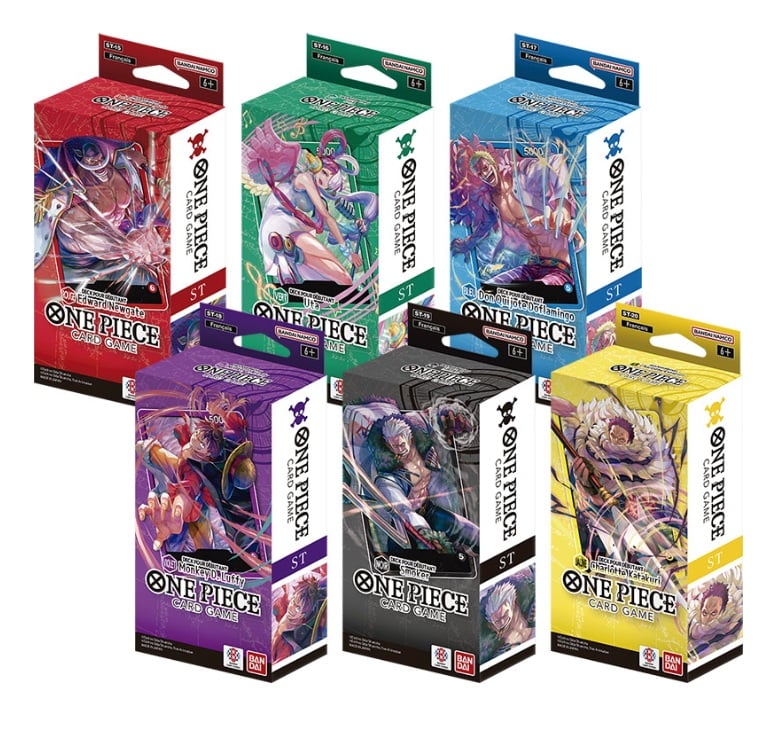 One Piece Card Game - Deck débutant (Edward Newgate / Uta / Don Quijote Doflamingo / Monkey D. Luffy / Smoker / Charlotte Katakuri - 1x deck aléatoire) - flash vidéo
