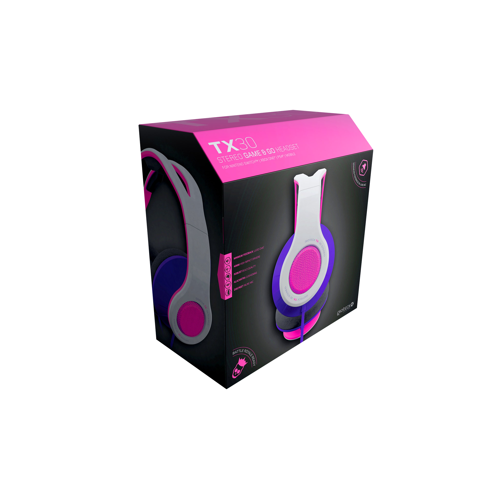 Gioteck - Casque stéréo Game & Go TX30 Rose pour Switch, PS5, PS4, Xbox Series, Xbox One et Mobile - flash vidéo