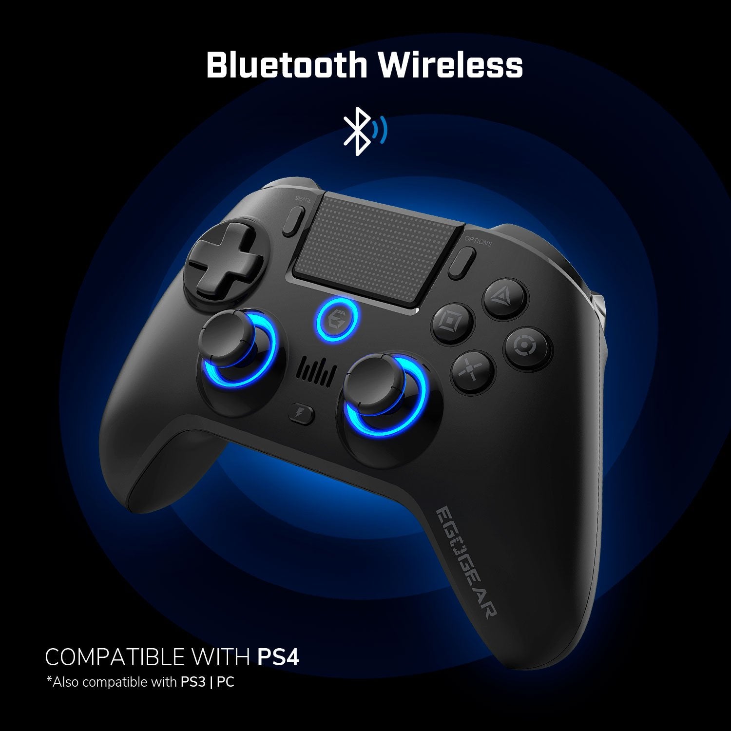 EgoGear - Manette sans fil Bluetooth SC15 Noire pour PS4, PS3 et PC - flash vidéo