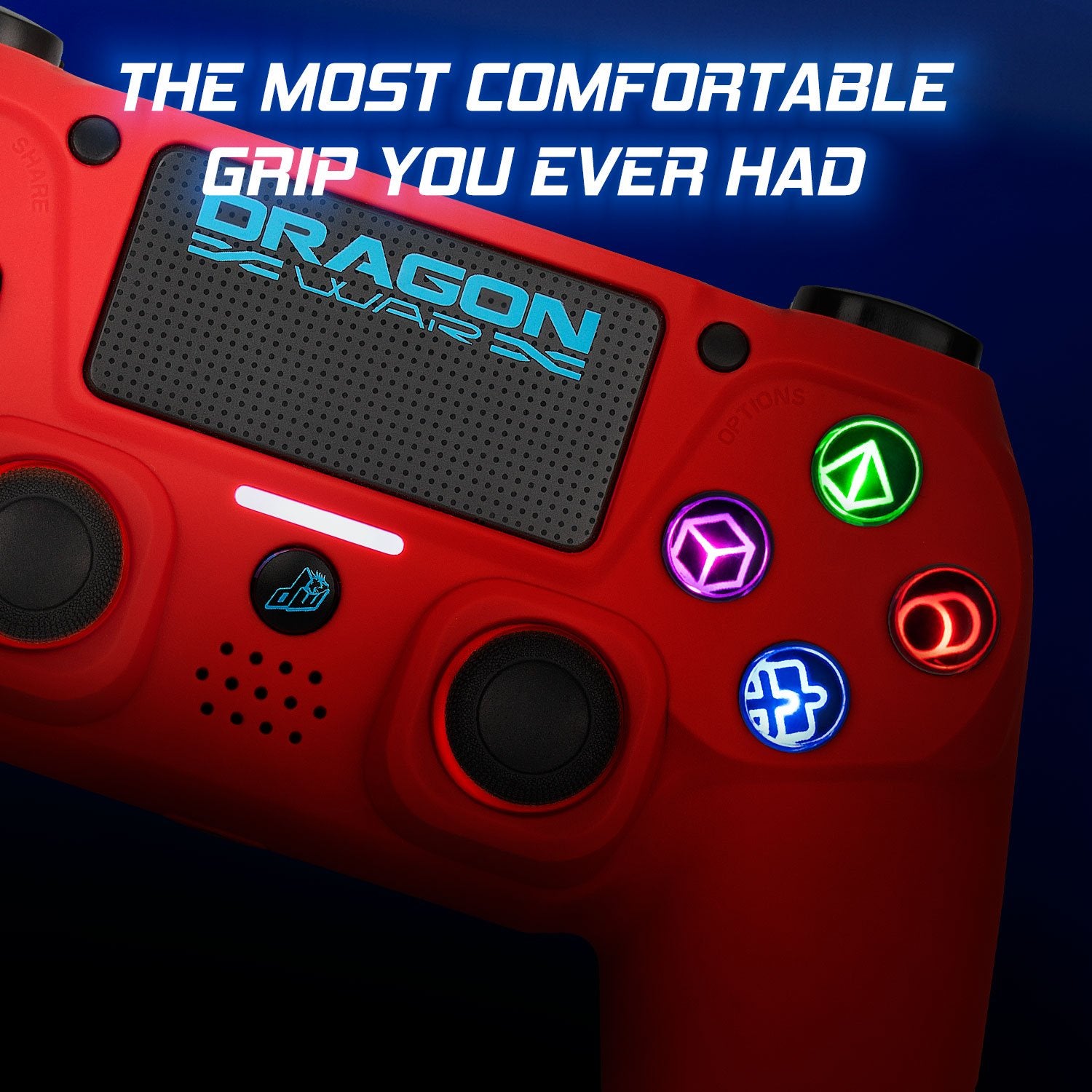 Dragonwar - Manette sans fil Dragon Shock 4 Rouge pour PS4, PC et Mobile - flash vidéo