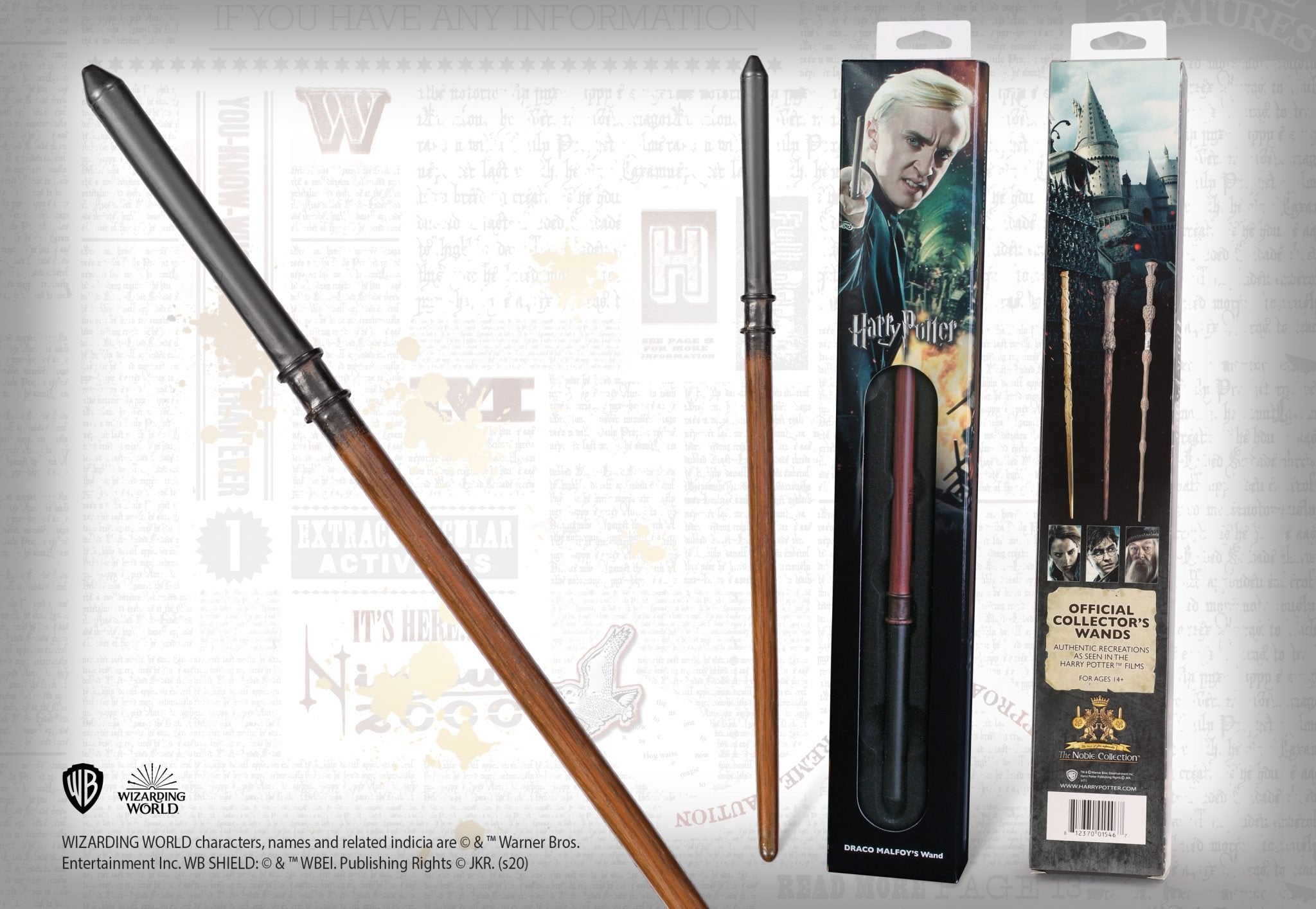 Harry Potter - Réplique de la baguette de Drago Malefoy 38cm - flash vidéo