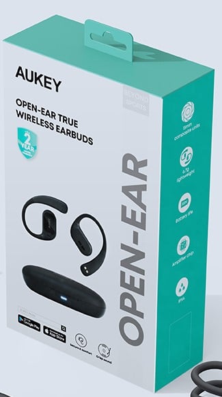 Aukey - Écouteurs sans fil connectés Sports Fit Open-Ear Noir - flash vidéo