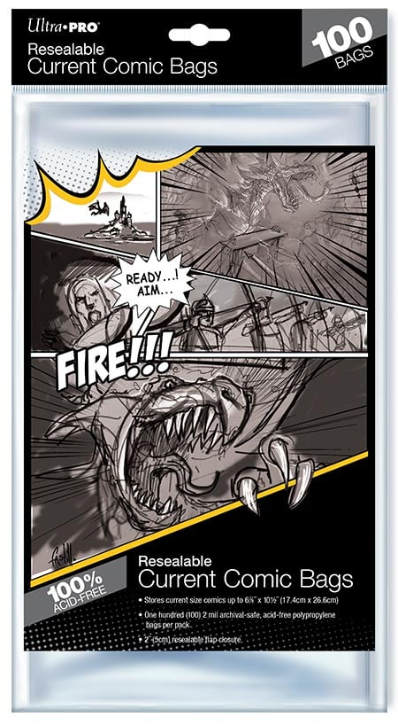 Ultra Pro - Sachet de 100 protèges comics refermable taille standard (19 x 24 cm) - flash vidéo