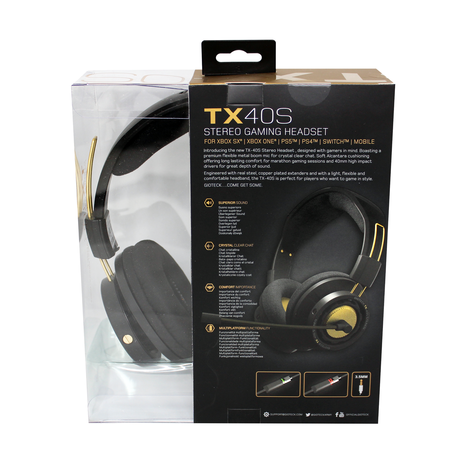 Gioteck - Casque de jeu stéréo TX-40S Noir & Bronze pour Xbox Series, Xbox One, PS5, PS4 et Mobile - flash vidéo