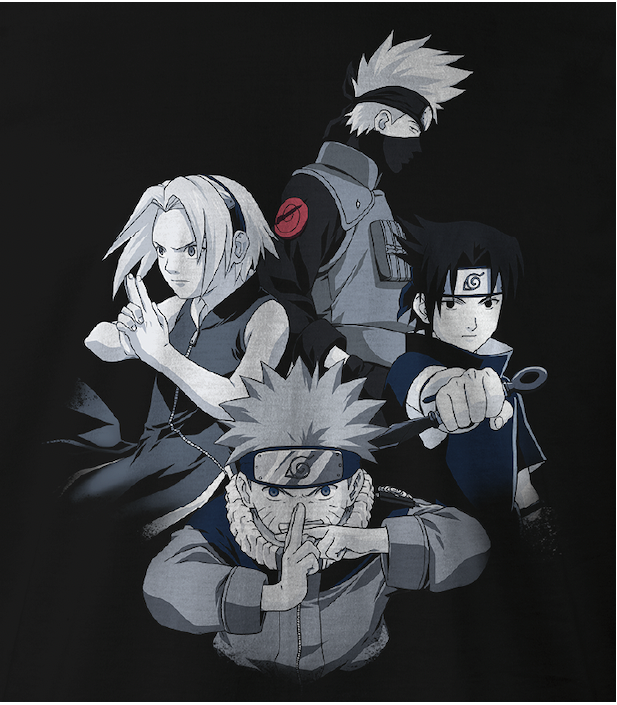 Naruto - T-shirt Noir Équipe - S - flash vidéo