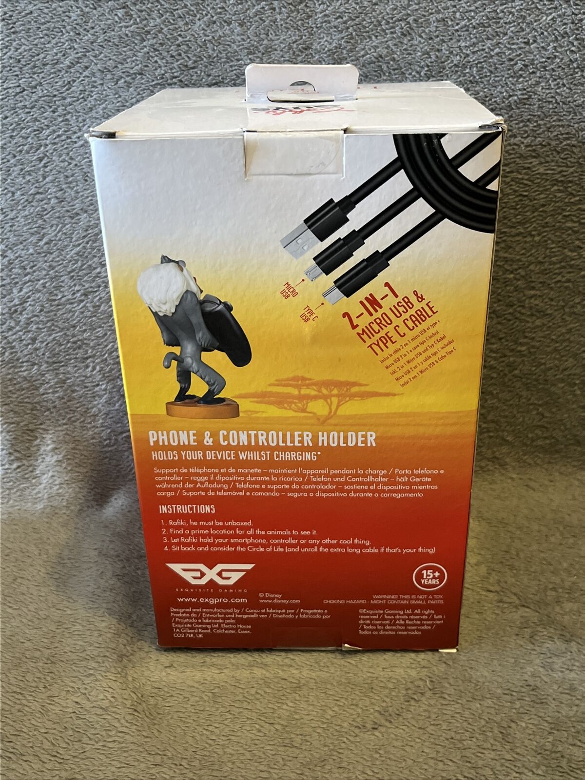 Cable Guys - Disney - Le Roi Lion - Rafiki Support Chargeur pour Téléphone et Manette - flash vidéo