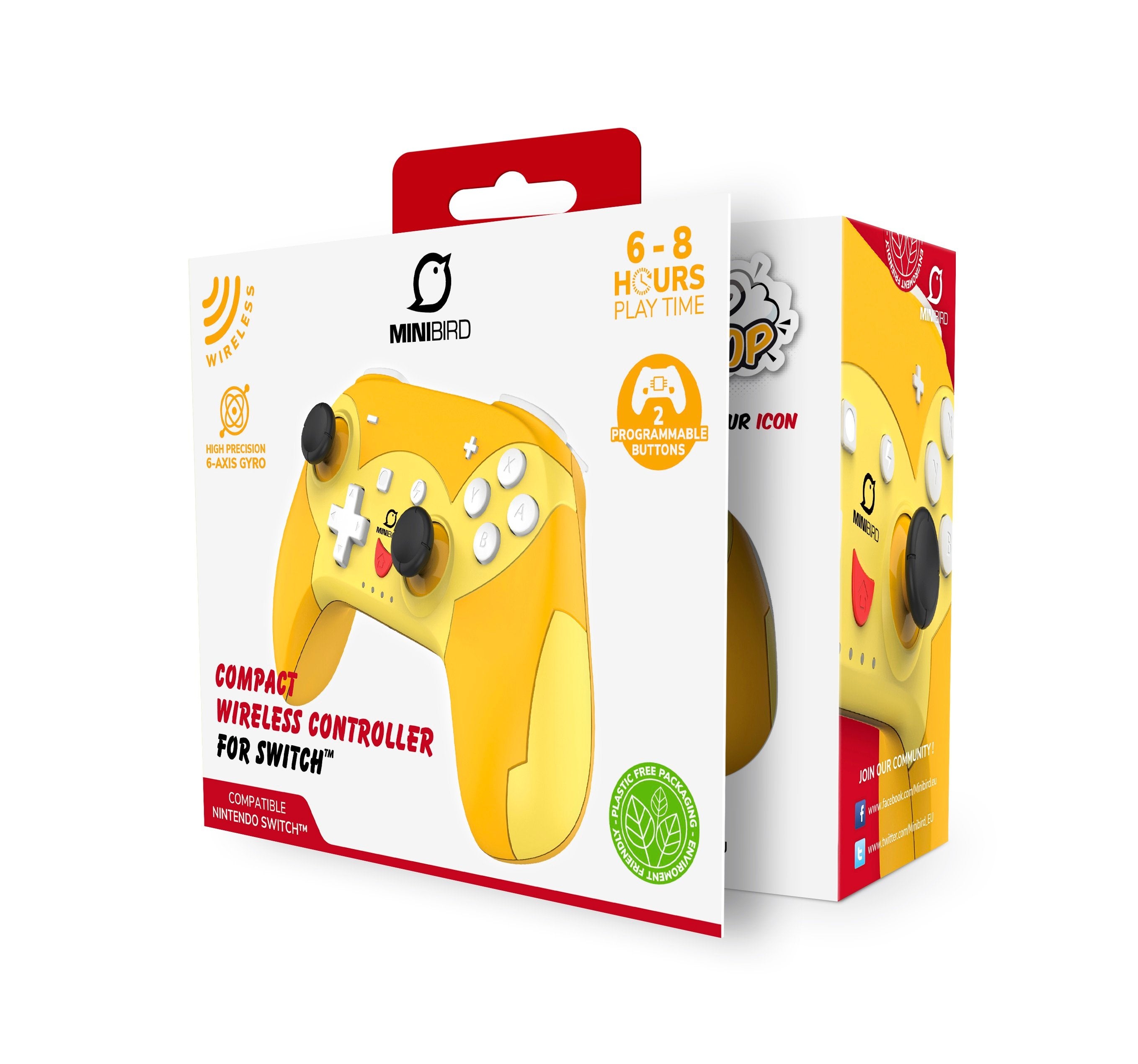 Minibird Pop Top - Manette sans fil Bluetooth "Pika" pour Nintendo Switch et Switch OLED - flash vidéo
