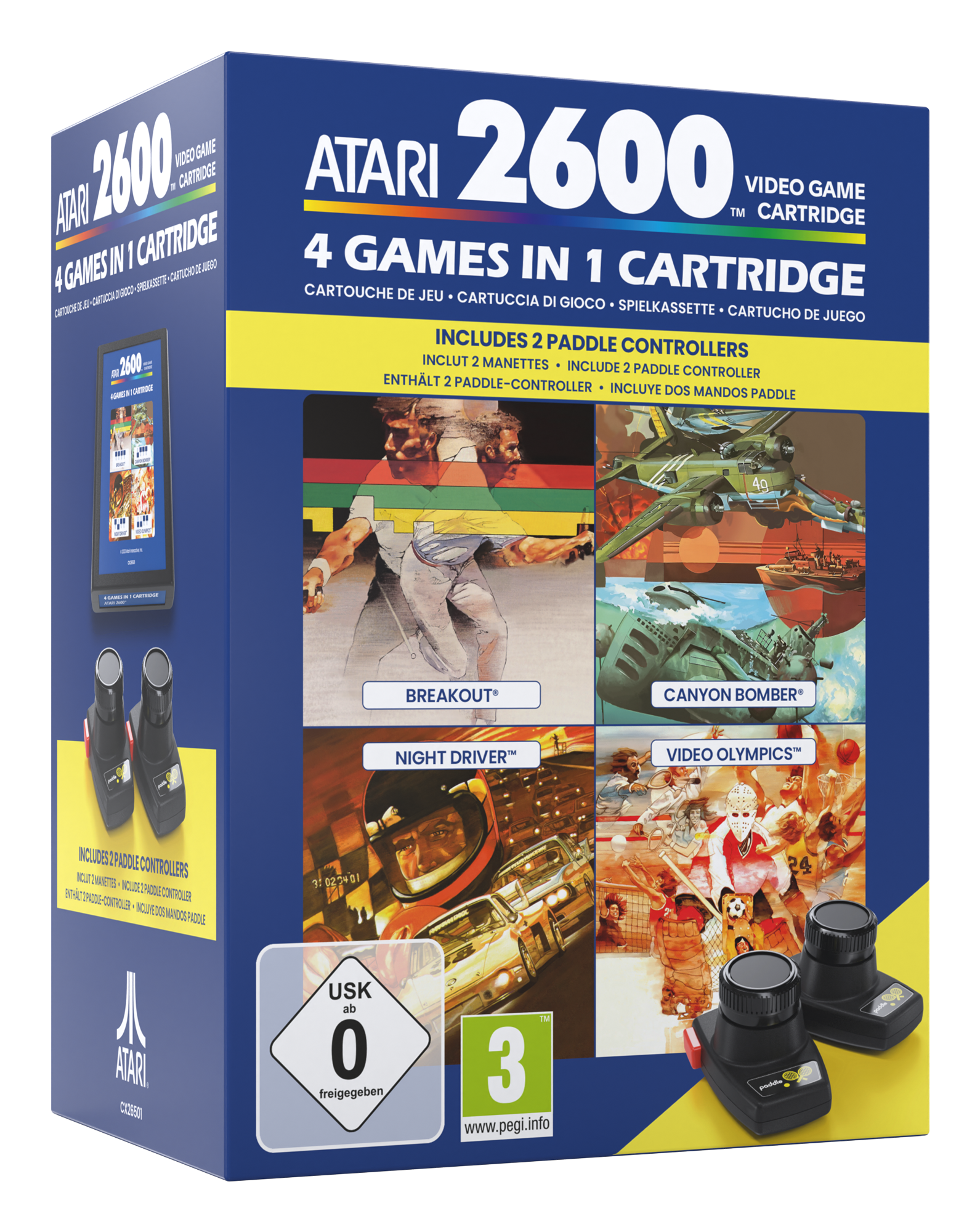 Atari 2600 - 4 Games in 1 Cartridge & CX30+ Paddle Controllers Bundle - flash vidéo