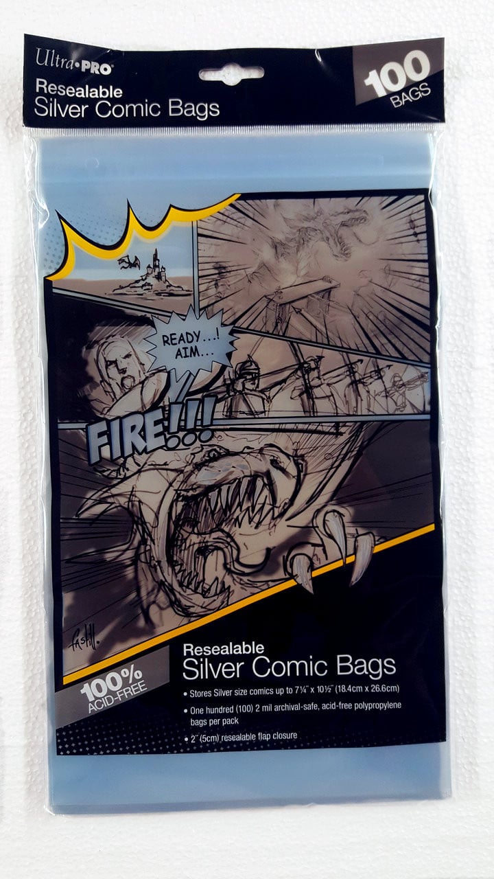 Ultra Pro - Sachet de 100 protèges comics refermable taille standard (19 x 24 cm) - flash vidéo