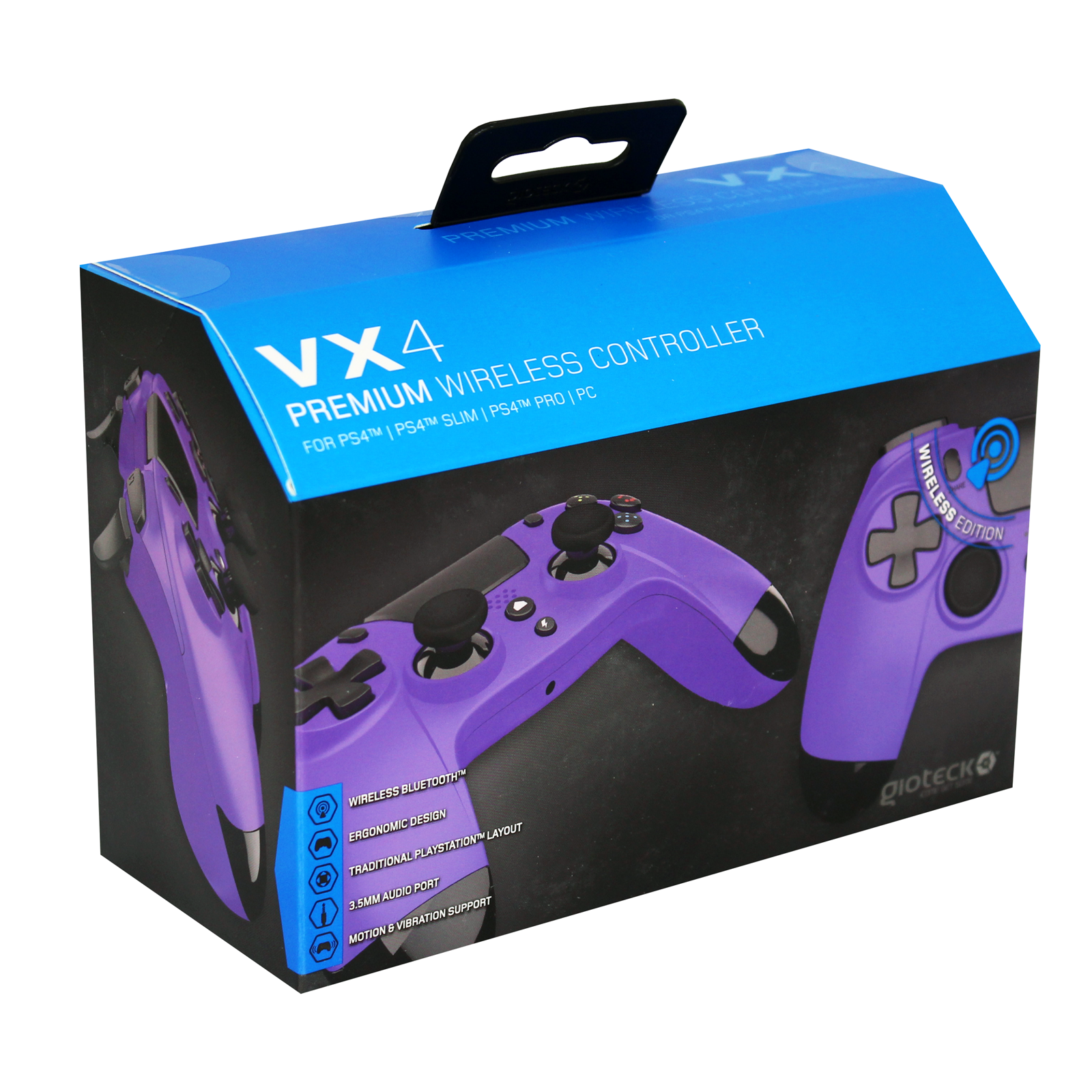 Gioteck - Manette sans fil premium VX4 Mauve pour PS4 et PC - flash vidéo