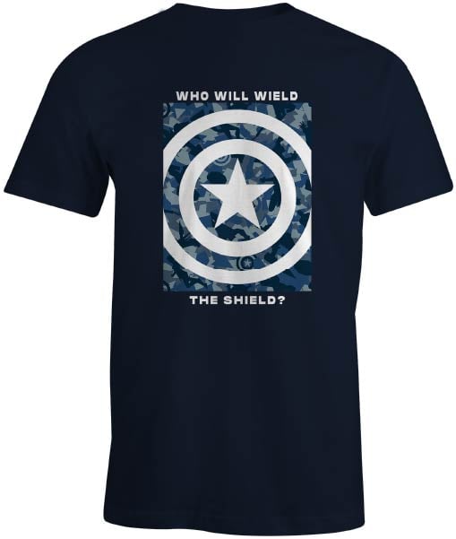 Marvel - Captain America - T-shirt Bleu Marine Hommes - Who will wield the shield? - XL - flash vidéo