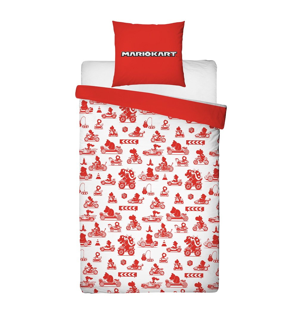 Mario Kart - Parure de lit en microfibre Mario (140x200cm + 63x63cm) - flash vidéo
