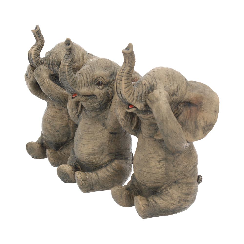 Les trois éléphants sages - Figurines animalières de décoration 16cm - flash vidéo