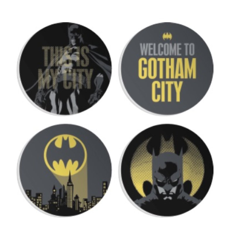 DC Comics - Lot de 4 sous-verres en céramique Gotham City - flash vidéo
