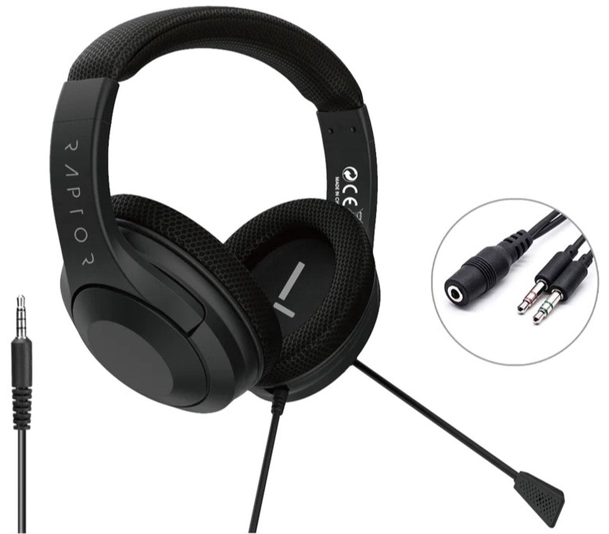 Raptor Gaming - Casque de jeu stéréo filaire H300 Noir pour PS4/PS5, Xbox Series X|S et Windows 10/11 - flash vidéo