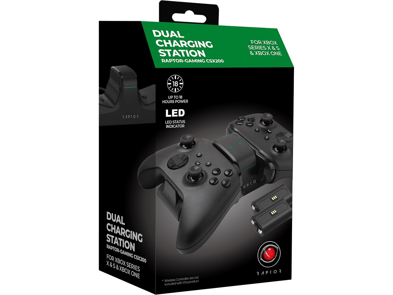 Raptor Gaming - Chargeur double CSX200 Noir pour manettes Xbox Series X|S et Xbox One - flash vidéo