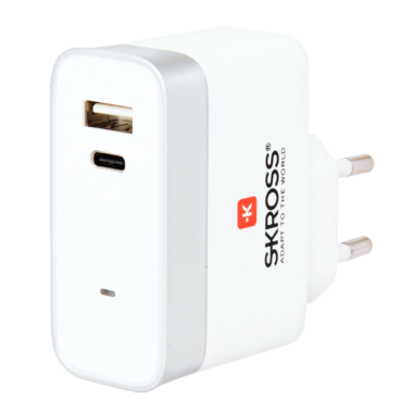 Skross 2 Ports Charger 1 X USB + 1 TYPE C EURO PLUG - flash vidéo