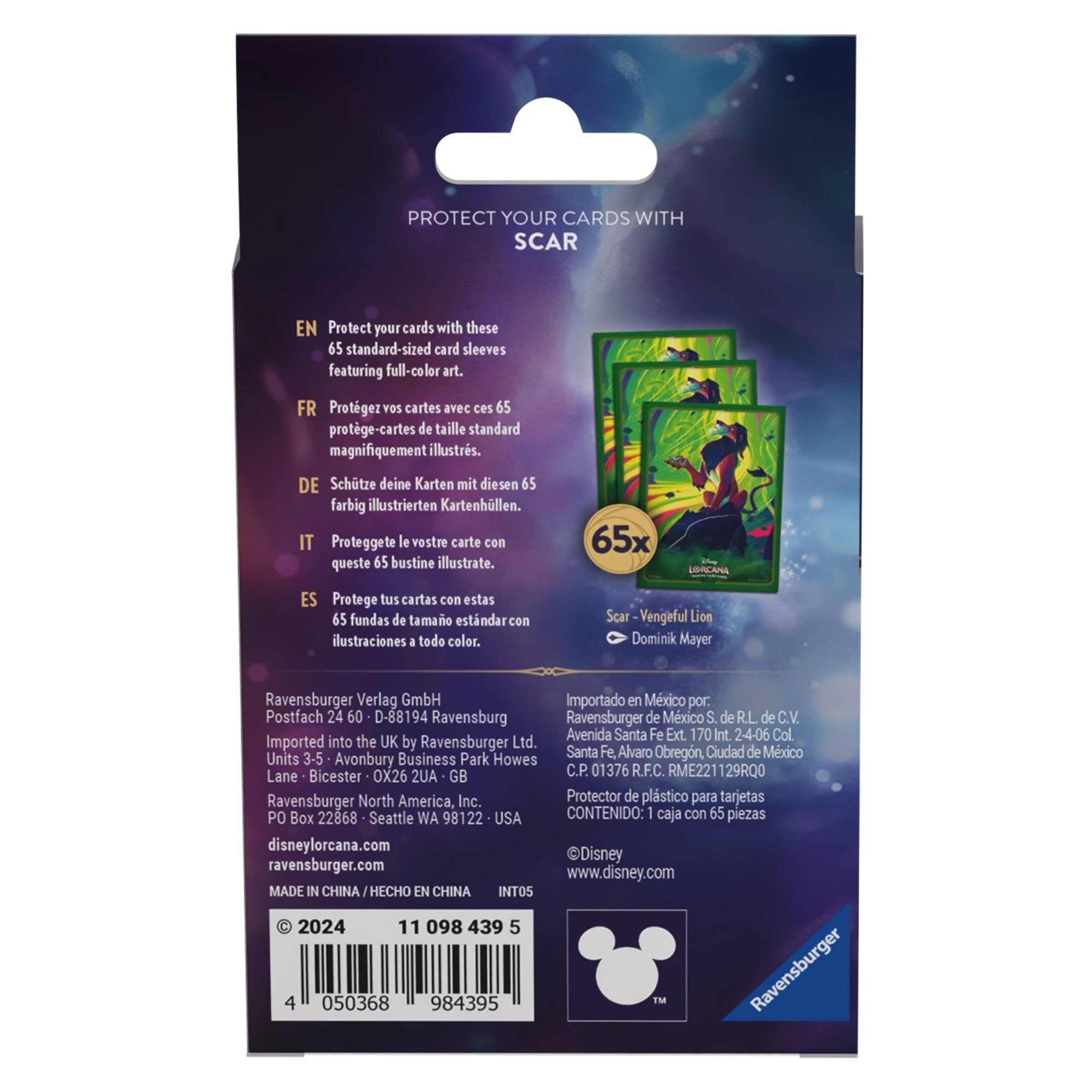 Disney Lorcana JCC : La Mer Azurite - Pack de 65 Protèges-cartes Scar - flash vidéo