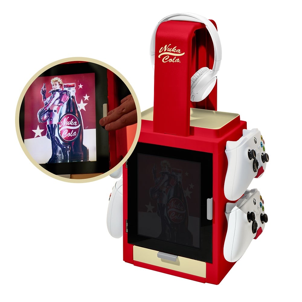 Numskull - Fallout - Meuble de rangement lumineux inspiré de Nuka Cola pour 4 manettes - 10 jeux - 1 casque - flash vidéo