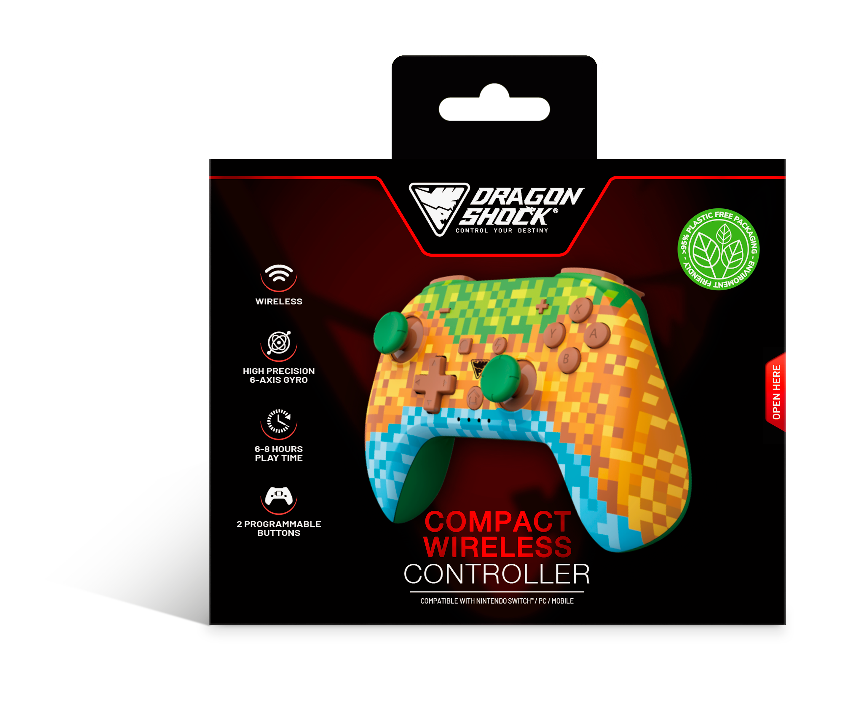 DragonShock - Manette compacte sans fil Bluetooth PopTop Cube pour Nintendo Switch et Switch OLED - flash vidéo