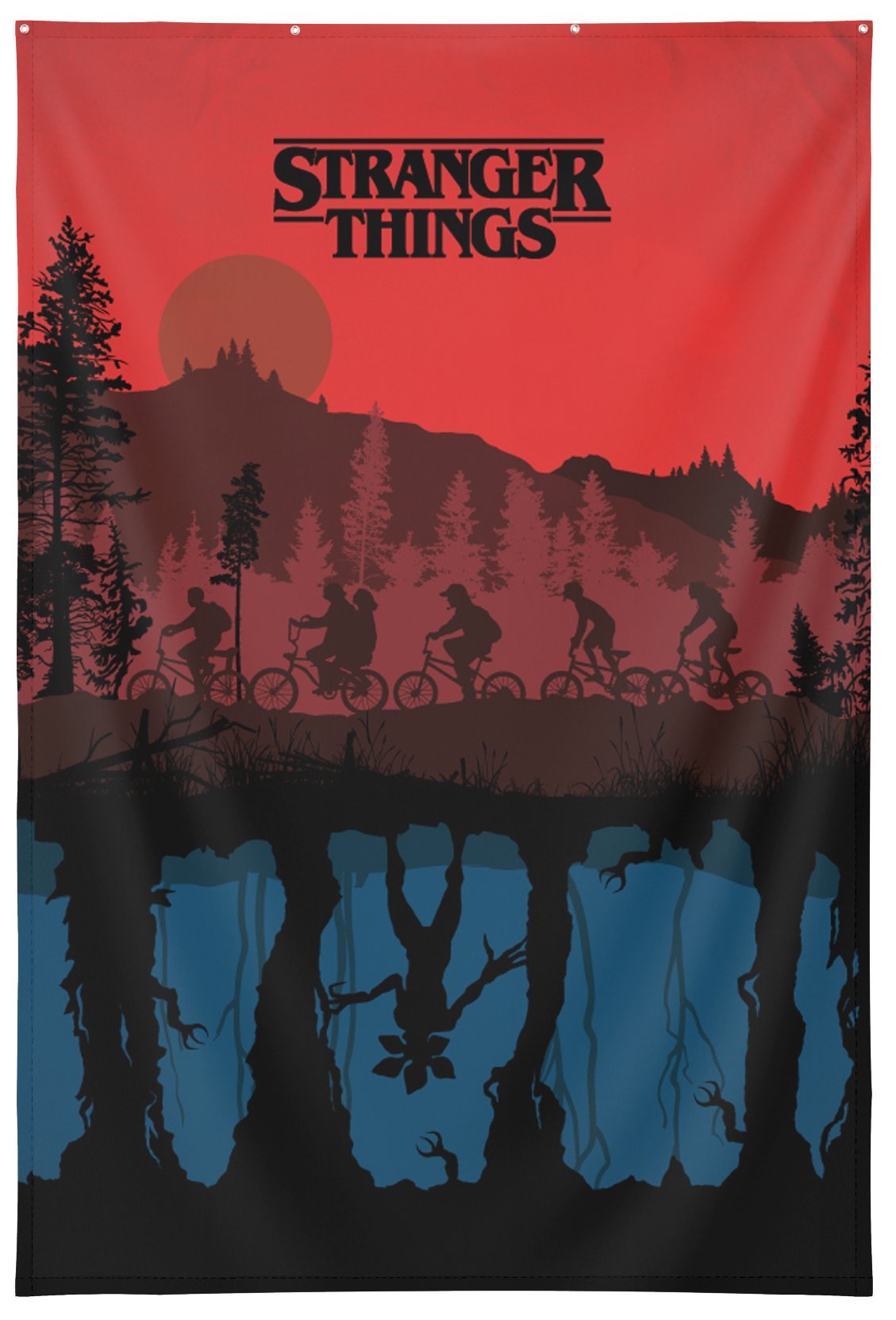Stranger Things - Poster Tissu Upside Down 125x85cm - flash vidéo