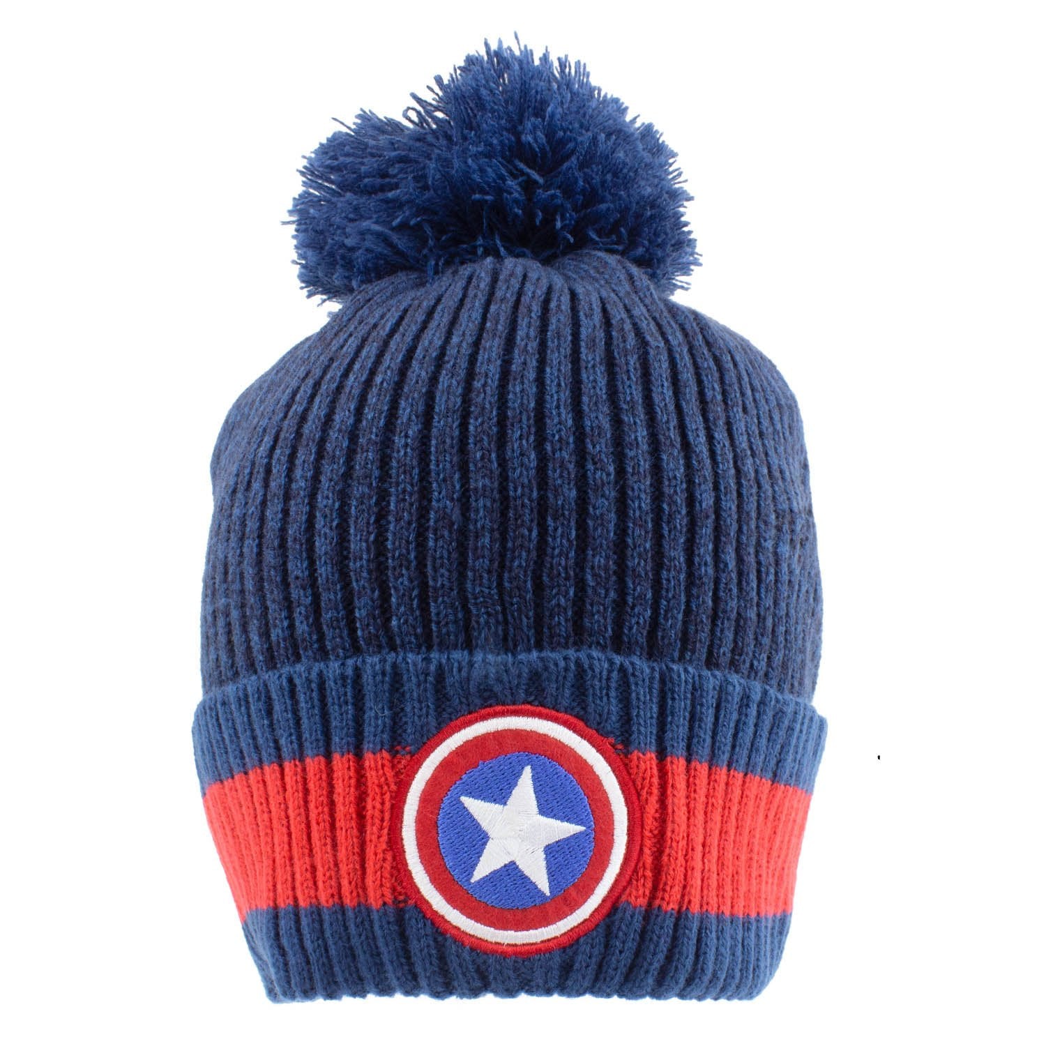 Marvel - Bonnet à pompon Bleu et Rouge Logo de Captain America - flash vidéo