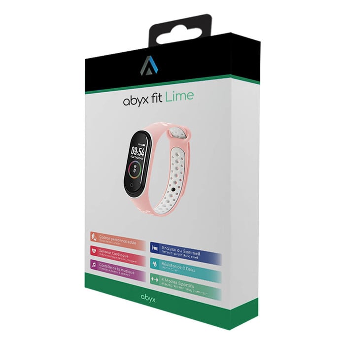 Abyx Fit - Lime - Montre connectée - Poudre de rose - flash vidéo