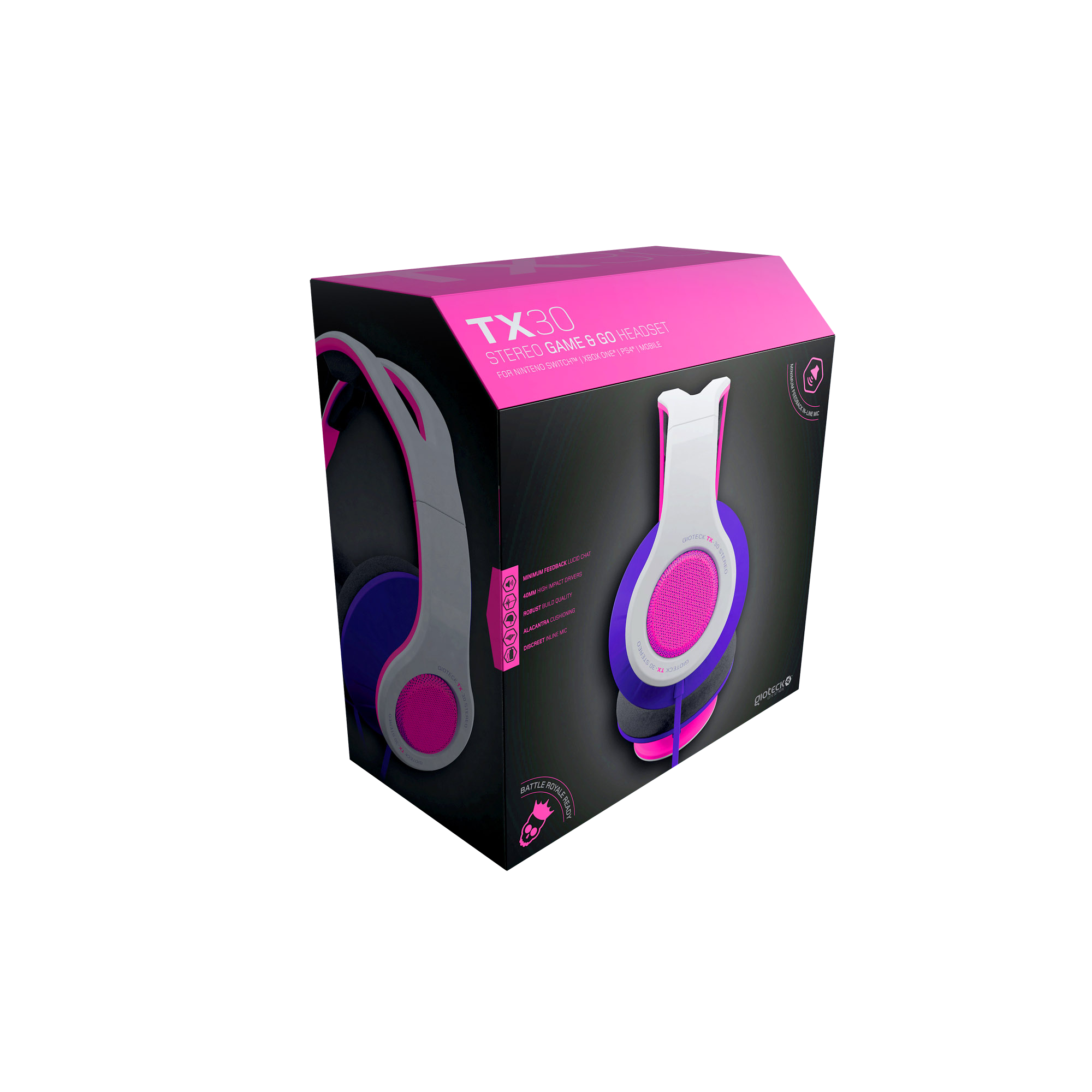 Gioteck - Casque stéréo Game & Go TX30 Rose pour Switch, PS5, PS4, Xbox Series, Xbox One et Mobile - flash vidéo